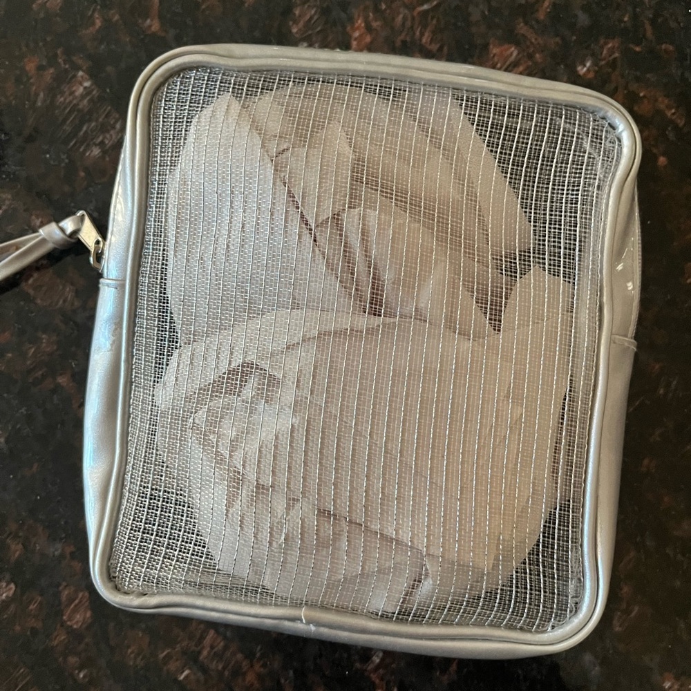 Small Silver Metallic Mesh Travel Bag